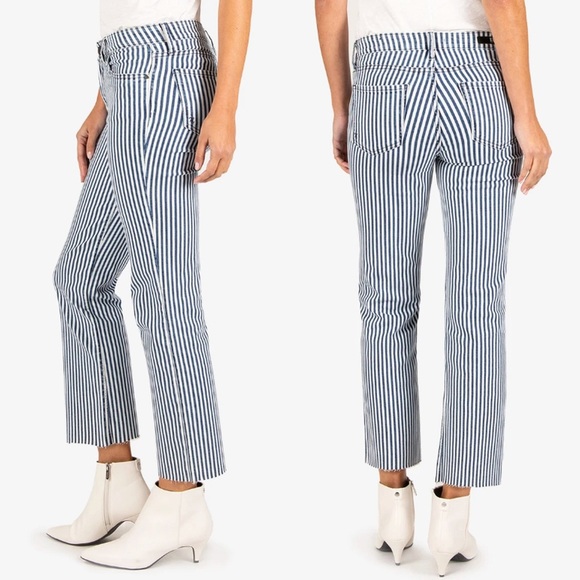 NEW KUT Railroad Stripe HighRise Ankle Flare Jeans - Picture 2 of 11